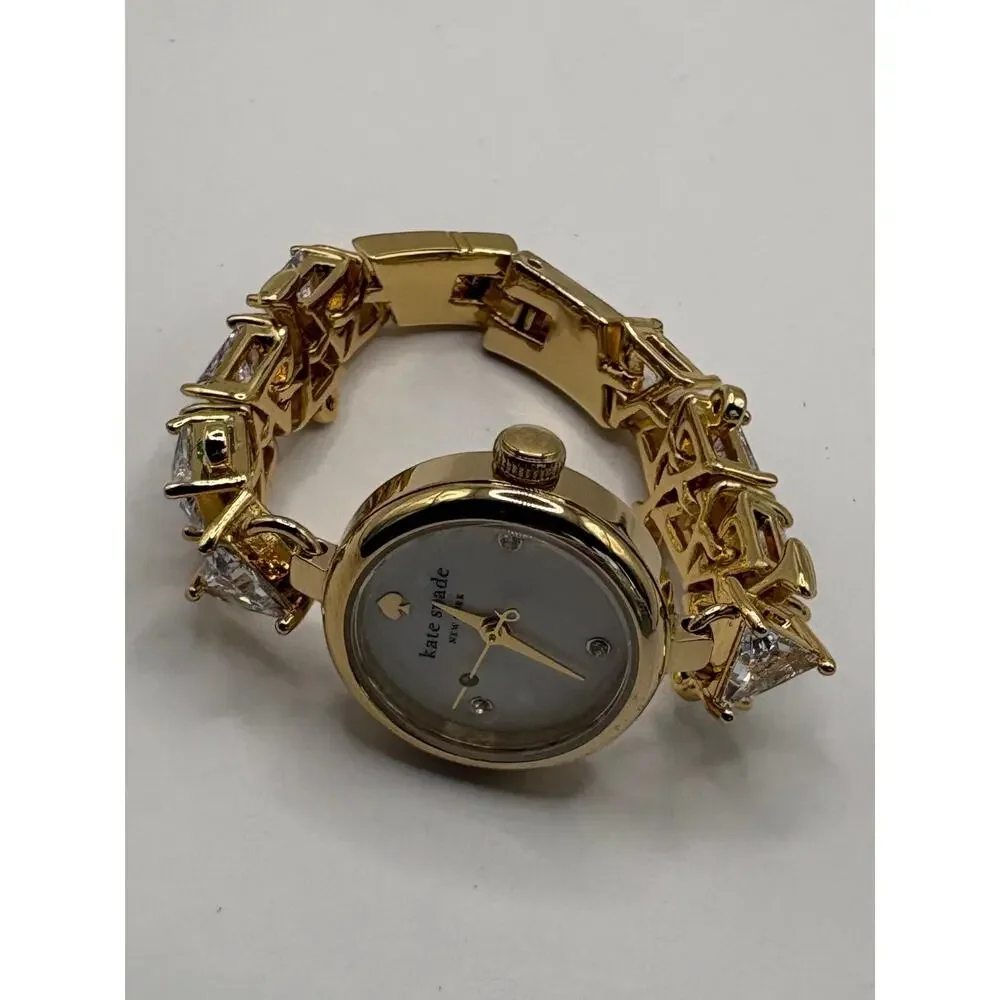 Kate Spade New York Women Watch Gold Trillion Crystal Cocktail Bangle Gold NWT